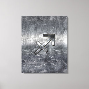 Sagittarius Zodiac Sign Distress Steel Canvas Afdruk