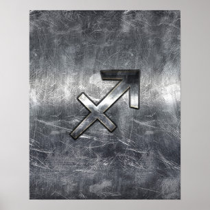 Sagittarius Zodiac Sign Distress Steel Poster