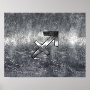 Sagittarius Zodiac Sign Distress Steel Poster