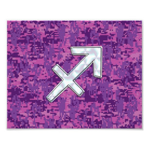 Sagittarius Zodiac Sign Fuchsia Digital Camouflage Foto Afdruk