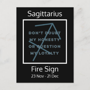 Sagittarius Zodiac Sign Fun Quote in Blue & White Briefkaart