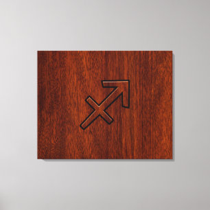 Sagittarius Zodiac Sign in Mahogany Style Canvas Afdruk