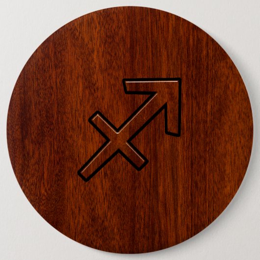Sagittarius Zodiac Sign in Mahogany Style Ronde Button 6,0 Cm (Voorkant)