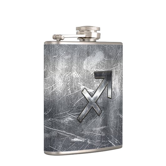 Sagittarius Zodiac Sign in Silver Steel look Heupfles (Rechts)
