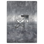 Sagittarius Zodiac Sign in Silver Steel look Klembord (Achterkant)