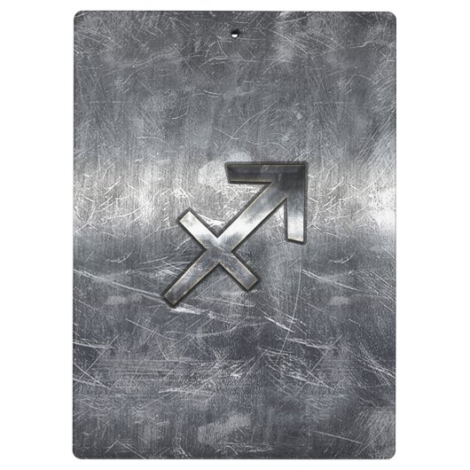 Sagittarius Zodiac Sign in Silver Steel look Klembord (Achterkant)