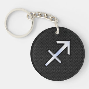 Sagittarius Zodiac Sign on Black Snake Skin Decor Sleutelhanger