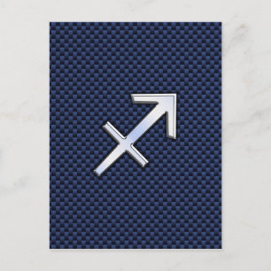 Sagittarius Zodiac Sign on Blue Carbon Fiber Decor Briefkaart