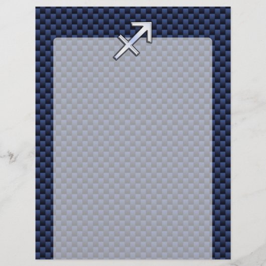 Sagittarius Zodiac Sign on Blue Carbon Fiber Style (Voorkant)