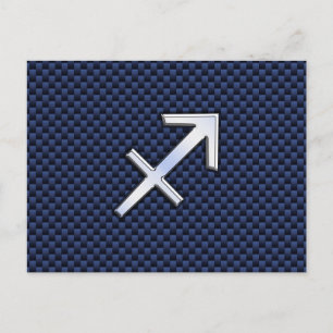 Sagittarius Zodiac Sign on Blue Carbon Fiber Style Briefkaart