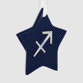 Sagittarius Zodiac Sign on Blue Carbon Fiber Style Ornament (voorkant)