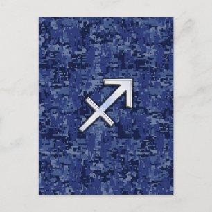 Sagittarius Zodiac Sign on Navy Digital Camo Briefkaart