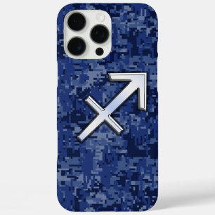 Sagittarius Zodiac Sign on Navy Digital Camouflage iPhone 16 Pro Max Hoesje