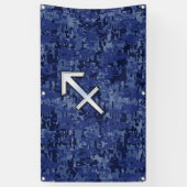 Sagittarius Zodiac Sign on Navy Digital Camouflage Spandoek (Verticaal)