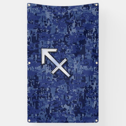 Sagittarius Zodiac Sign on Navy Digital Camouflage Spandoek (Verticaal)