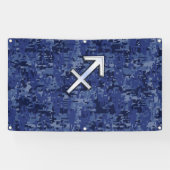 Sagittarius Zodiac Sign on Navy Digital Camouflage Spandoek (Horizontaal)