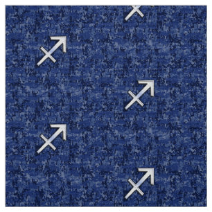 Sagittarius Zodiac Sign on Navy Digital Camouflage Stof