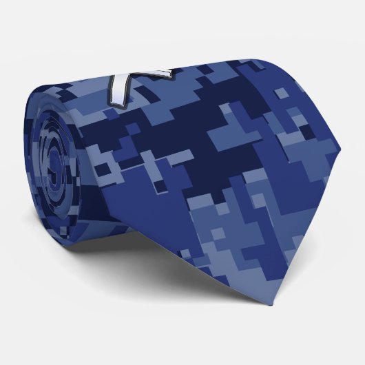 Sagittarius Zodiac Sign on Navy Digital Camouflage Stropdas (Opgerold)