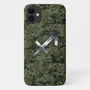 Sagittarius Zodiac Sign on Woodland Camouflage iPhone 11 Hoesje
