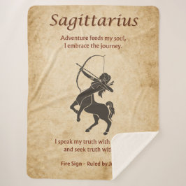 Sagittarius Zodiac Sign with Affirmations Sherpa Deken