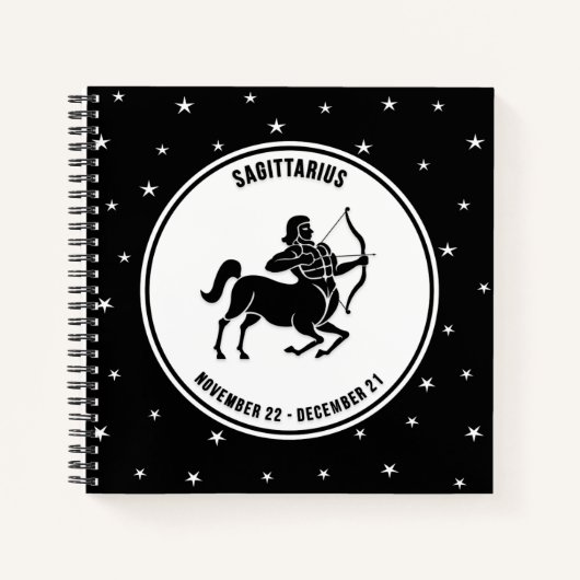 Sagittarius Zodiac Sign, Zwart-witboek Notitieboek (Voorkant)