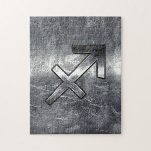 Sagittarius Zodiac Silver Distress Steel look Legpuzzel