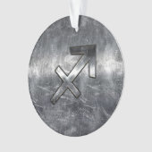 Sagittarius Zodiac Silver Distress Steel look Ornament (voorkant)