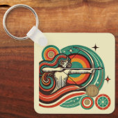 Sagittarius Zodiac Sleutelhanger Retro Design (Voorkant)