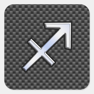 Sagittarius Zodiac Symbol Charcoal Carbon Fiber Vierkante Sticker