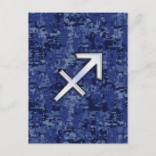 Sagittarius Zodiac Symbol NavyDigital Camouflage Briefkaart