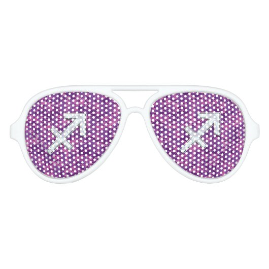 Sagittarius Zodiac Symbol on Fuchsia Digital Camo Aviator Zonnebril (Voorkant)