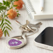 Sagittarius Zodiac Symbol on Fuchsia Digital Camo Sleutelhanger (Zijkant)