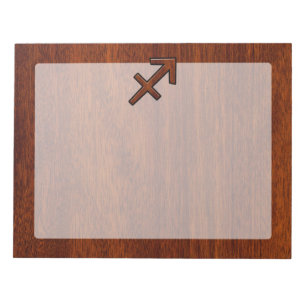 Sagittarius Zodiac Symbol op Mahogany Wood Decor Notitieblok