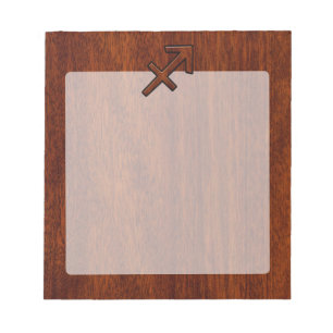 Sagittarius Zodiac Symbol op Mahogany Wood Decor Notitieblok