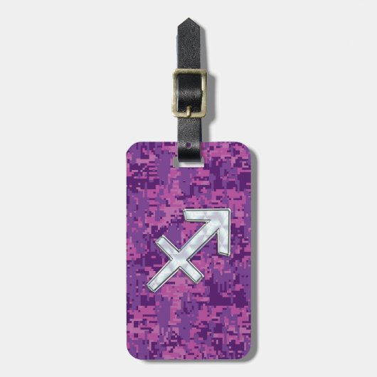 Sagittarius Zodiac Symbol Pink Digital Camouflage Bagagelabel (Voorkant verticaal)