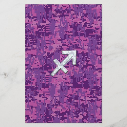 Sagittarius Zodiac Symbol Pink Digital Camouflage Briefpapier (Voorkant)