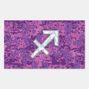 Sagittarius Zodiac Symbol Pink Digital Camouflage Rechthoekige Sticker