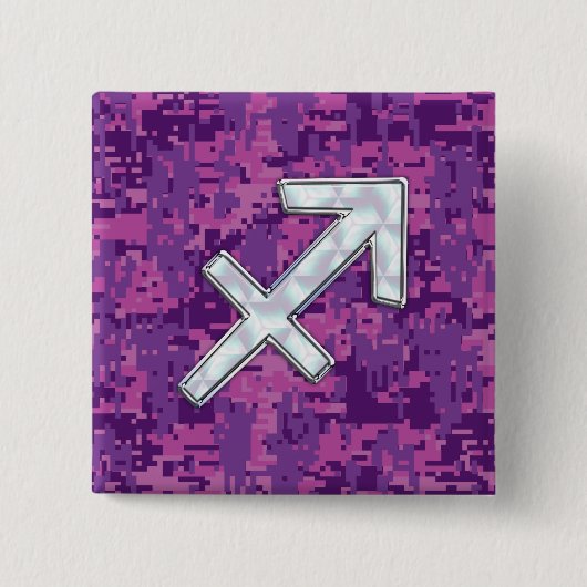 Sagittarius Zodiac Symbol Pink Digital Camouflage Vierkante Button 5,1 Cm (Voorkant)