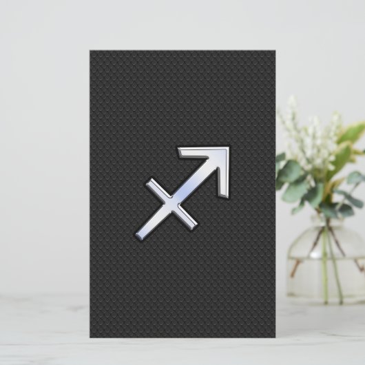 Sagittarius Zodiac Symbool op zwarte slangenhuid Briefpapier (Staand voorkant)