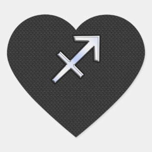 Sagittarius Zodiac Symbool op zwarte slangenhuid Hart Sticker