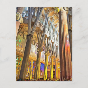 Sagrada Familia. Binnenkant. Aanzicht 9. Briefkaart