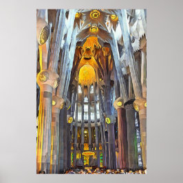 Sagrada Familia. Binnenshuis. Uitzicht 15. Poster