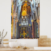 Sagrada Familia. Binnenshuis. Uitzicht 15. Poster (Keuken)