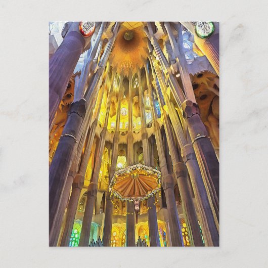 Sagrada Familia. Binnenshuis. Uitzicht 22. Briefkaart (Voorkant)