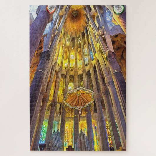 Sagrada Familia. Binnenshuis. Uitzicht 22. Legpuzzel (Verticaal)