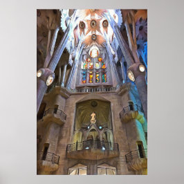 Sagrada Familia. Binnenshuis. Uitzicht 25. Poster