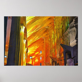 Sagrada Familia. Binnenshuis. Uitzicht 2. Poster