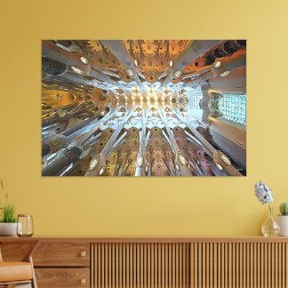 Sagrada Familia Ceiling Barcelona  Canvas Afdruk