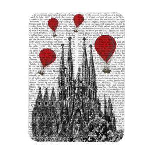 Sagrada Familia en Red Hot Air-ballonnen Magneet