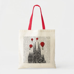 Sagrada Familia en Red Hot Air-ballonnen Tote Bag